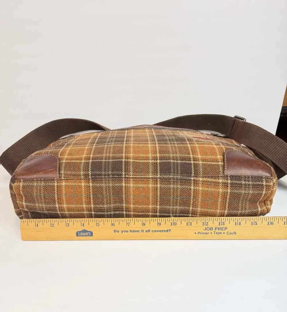 Fossil Field Sports Dept. No. 14587 Plaid Wool and Leather Messenger Laptop Bag